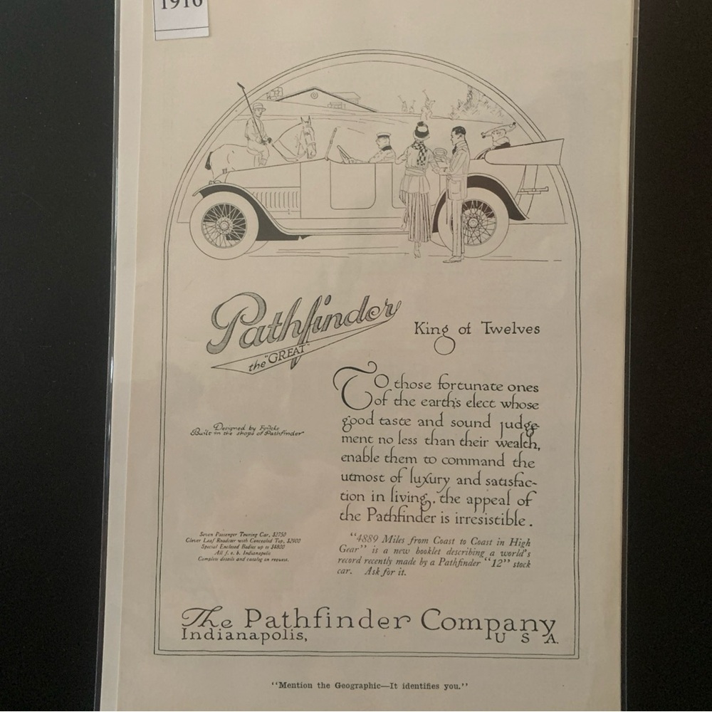 Vintage 1916 Pathfinder Those Fortunate Ones Ad Advertisement